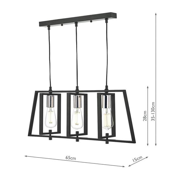 Pagazzi Lighting Celio 3 Light Matt Black Ceiling Bar