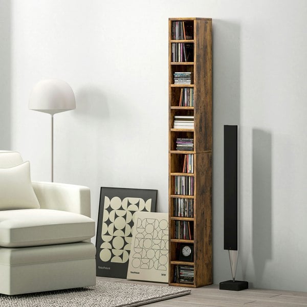 HOMCOM 204 CD Storage Tower Tall Bookcase Bookshelf with 12 Cubes