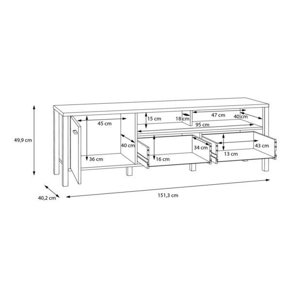 Wyld Haus Egtved Black and Natural Oak Wood Effect TV Unit 1 Door 1 Drawer