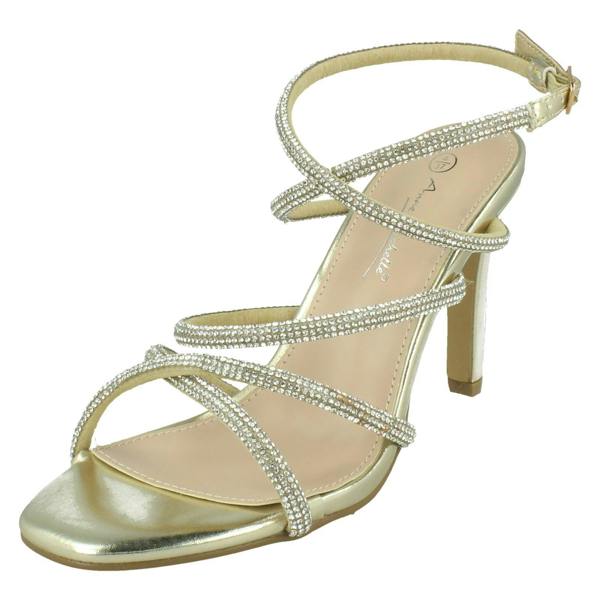 Anne Michelle Ladies Anne Michelle Diamante Ankle Straps High Heel Sandals F12117