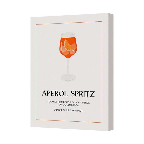 Benjamin Tate Design Aperol Spritz Canvas Art Print With Orange Slice Glass Decor