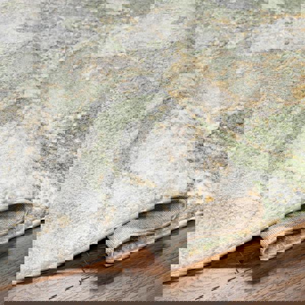 Livabliss San Francisco-Abstract Green Brown Yellow Taupe Modern Marble Rug