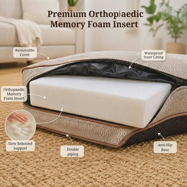 Snug and Cosy Pets Heritage Tweed Orthopaedic Pet Lounger - Comfort & Support