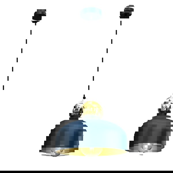 Milagro Harald Pendant Lamp 1XE27 A Stylish Hand Made 30CM Lamp In Rich Navy Blue With Luxurious Gold Detail