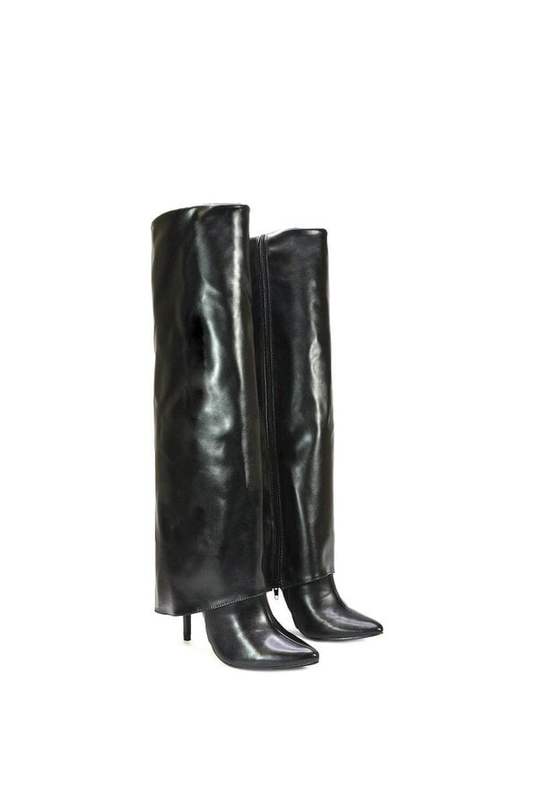 XY LONDON Foldover Knee High Boots With Stiletto Heel