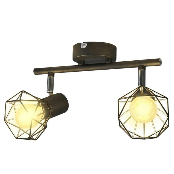 Berkfield Black Industrial Style Wire Frame Spot Light with 2 LED Filament Bulbs