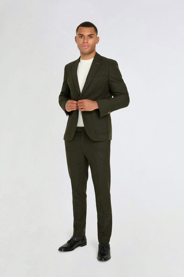 Harry Brown London Henry Tweed Blazer in Olive