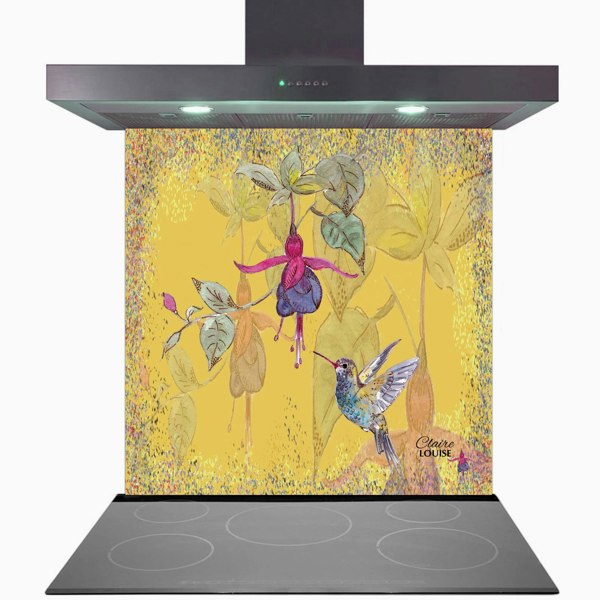 Claire Louise - Designer Powder Bloom Fuchsia Glass Kitchen Splashback