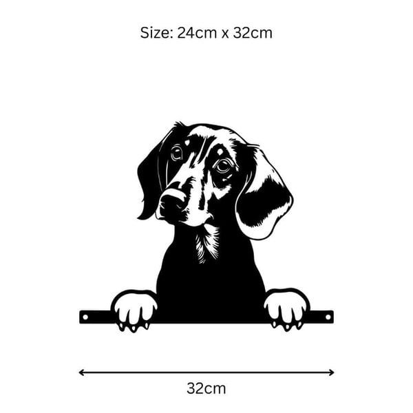 EDH Door Hardware Metal Dachshund Peeking Dog Silhouette – 28cm x 32cm | Decorative Dachshund Art for Home & Garden Décor