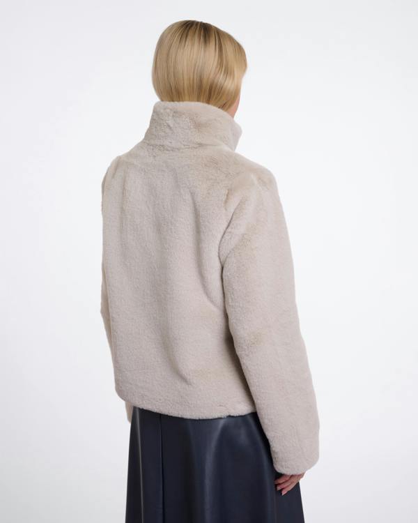 Rino & Pelle Vie Womens Single Breasted Faux Fur Jacket - Birch | CHO | Designer Womens faux fur jacket