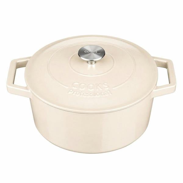 Cooks Professional 26cm Cast Iron Casserole | Ivory