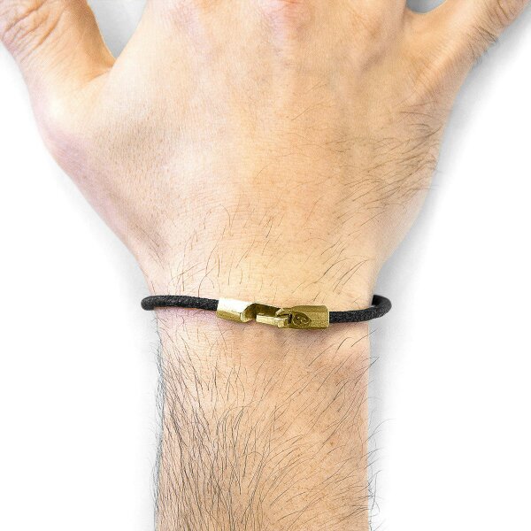 Anchor & Crew Raven Black Talbot 9ct Yellow Gold and Stingray Leather Bracelet
