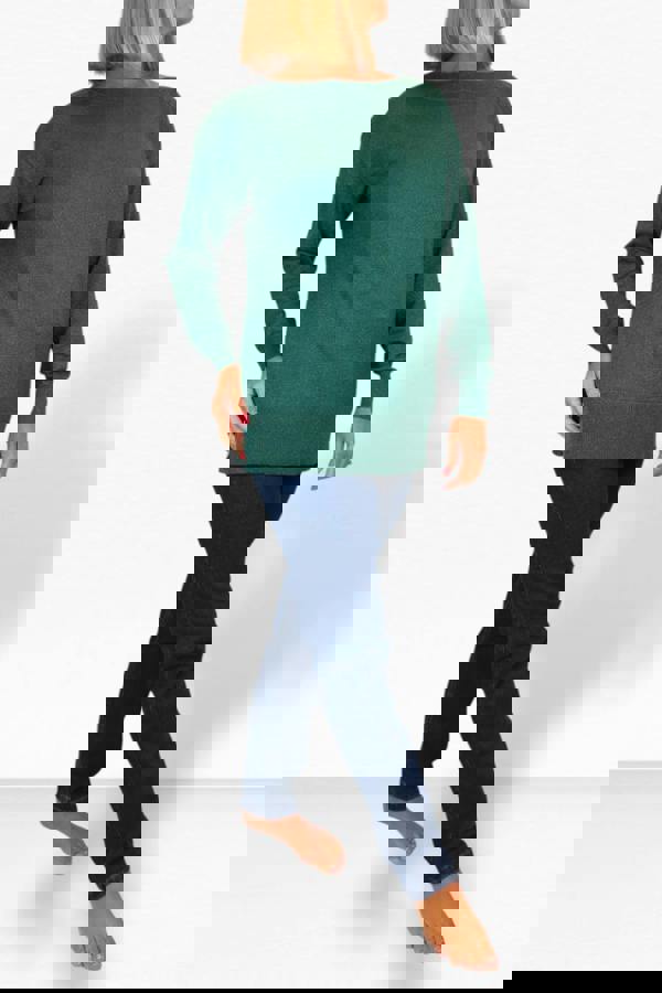 Paulo Due Women's Long Sleeve Sparkly Green Jumper Top