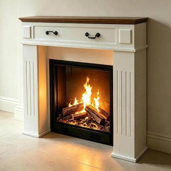 Gr8 Home Wooden Fireplace Surround with 3 Storage Cupboards