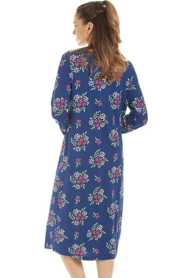 Womens Floral Print Spandex Knee Length Long Sleeve Nightdresses