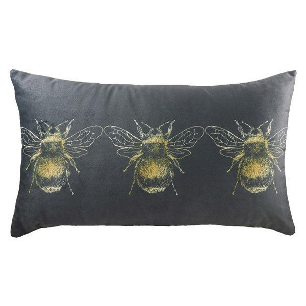 Evans Lichfield Bee Cushion Cover - Grey