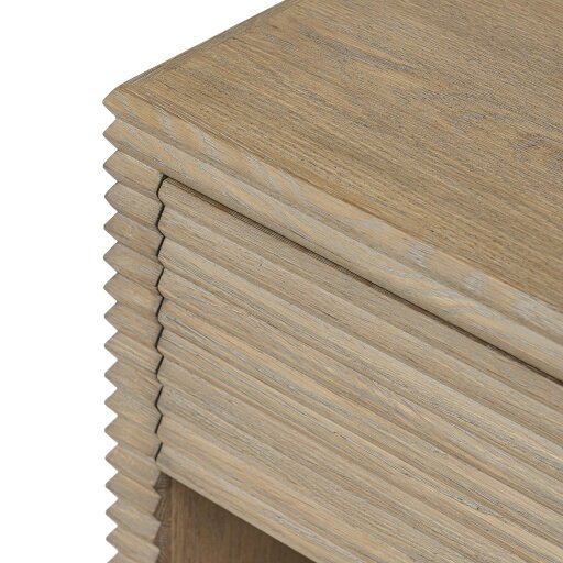 Wyld Haus Mandarina Weathered Oak Ribbed One Drawer Bedside Table