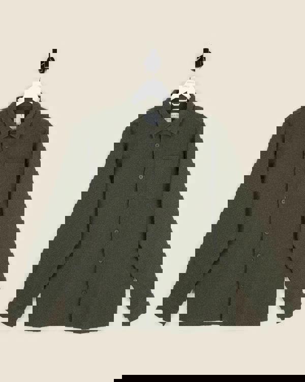 Larsson & Co Olive Crosshatch Textured Overshirt