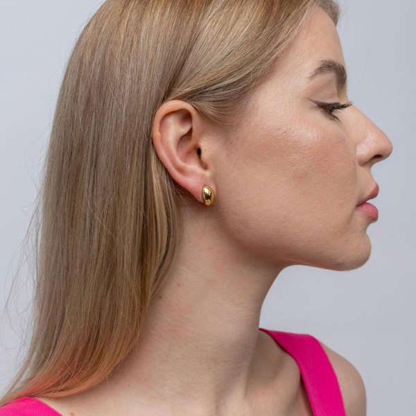 The Colourful Aura Silver Gold Solid Oval Half Ball Irregular Everyday Geometric Studs Earrings