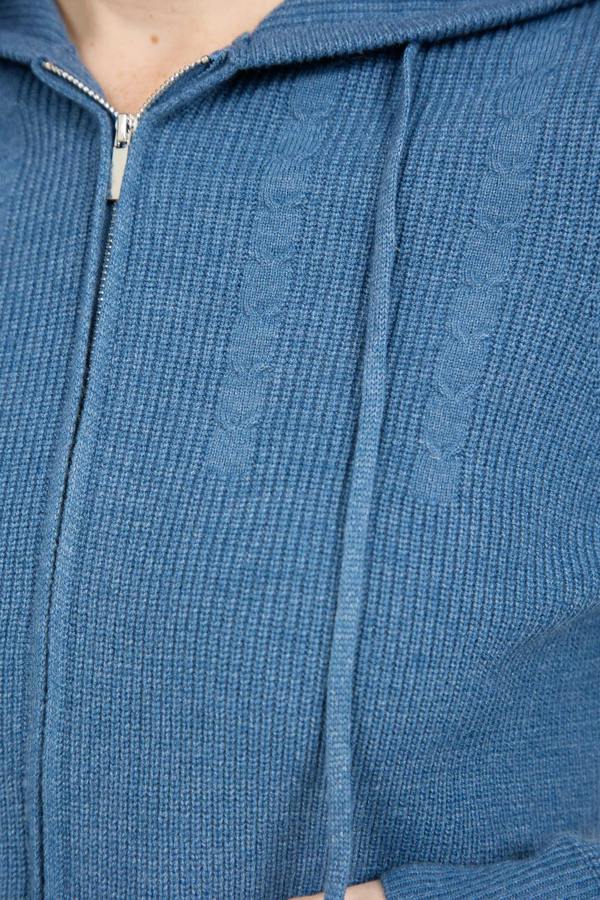Mudflower Cable-Knit Zip-up Hooded Cardigan