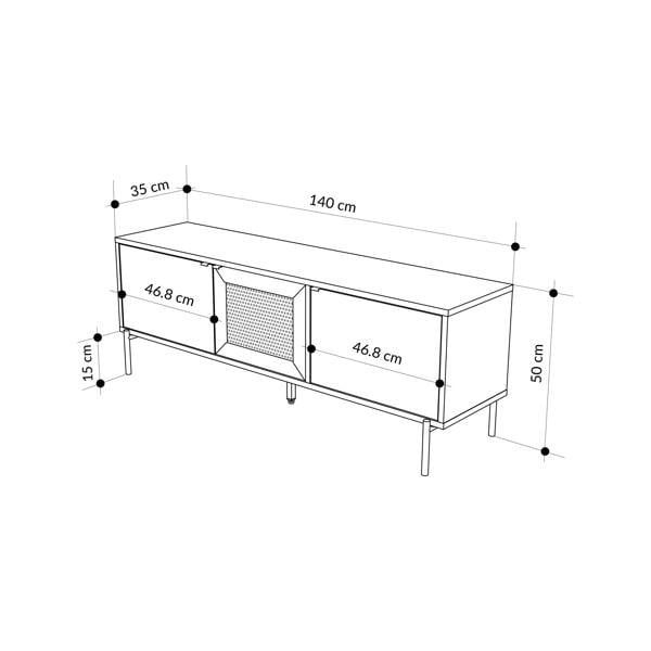 Decortie Modern 140cm TV Stand Unit 50" TVs with 3 Soft-Close Doors, Laser-Cut Pattern, Storage Shelves, Sonoma Oak