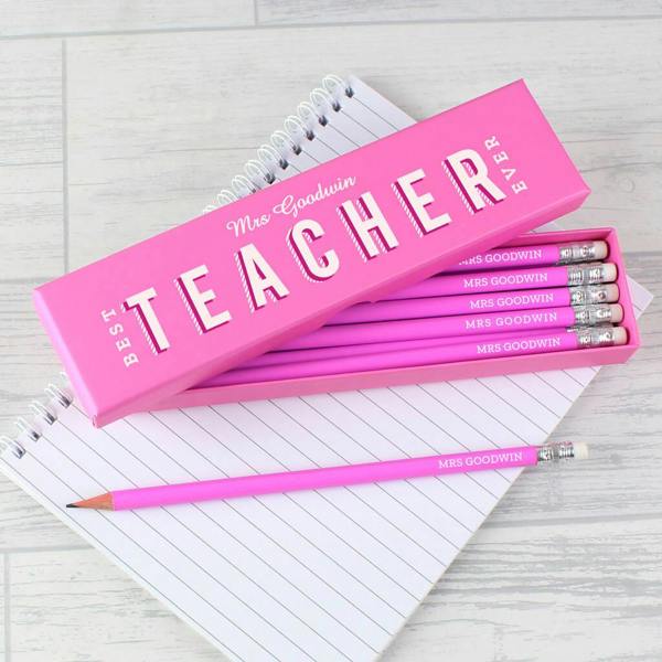 Set Of 12 Personalised 'Best Teacher Ever' Pencils - lifestyle shot