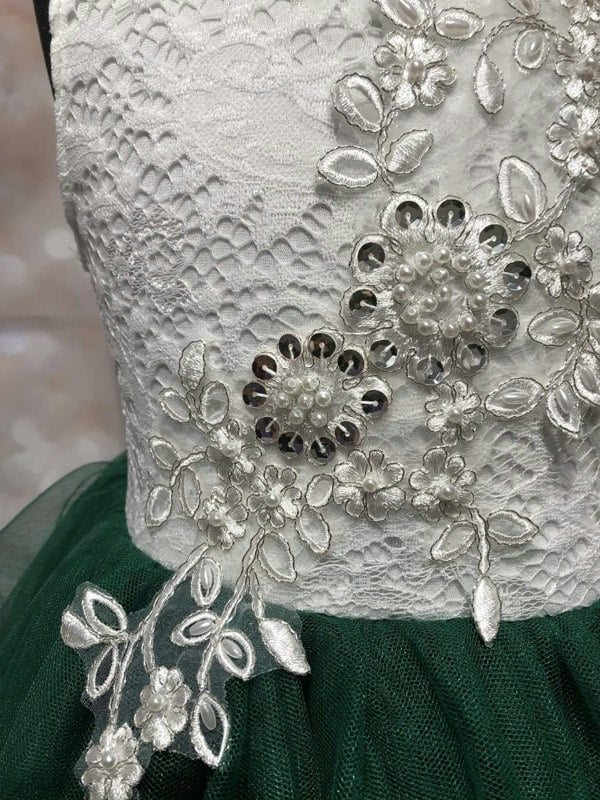 Boho Dreams Dress - Hunter Green Applique - UK Flower Girl Boutique