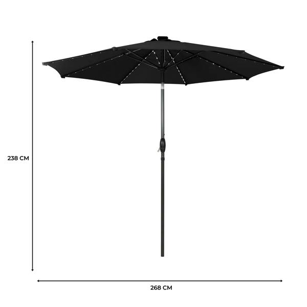 Jardi LED Tilt Parasol 2.7m – Black