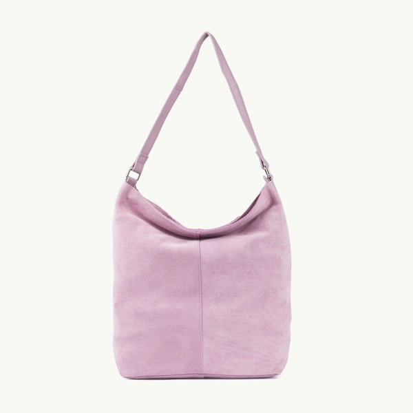 Assots London 'TINA' Lilac Purple Suede Real Leather Unlined Slouchy Shopper Tote Bag
