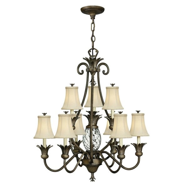 10 Bulb Chandelier Hanging Pendant LIght Pearl Bronze LED E14 60W Bulb Loops