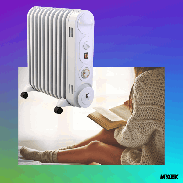Mylek Oil Filled Radiator Electric Heater, Portable, Thermostat and 24hr Timer by Mylek 2000w