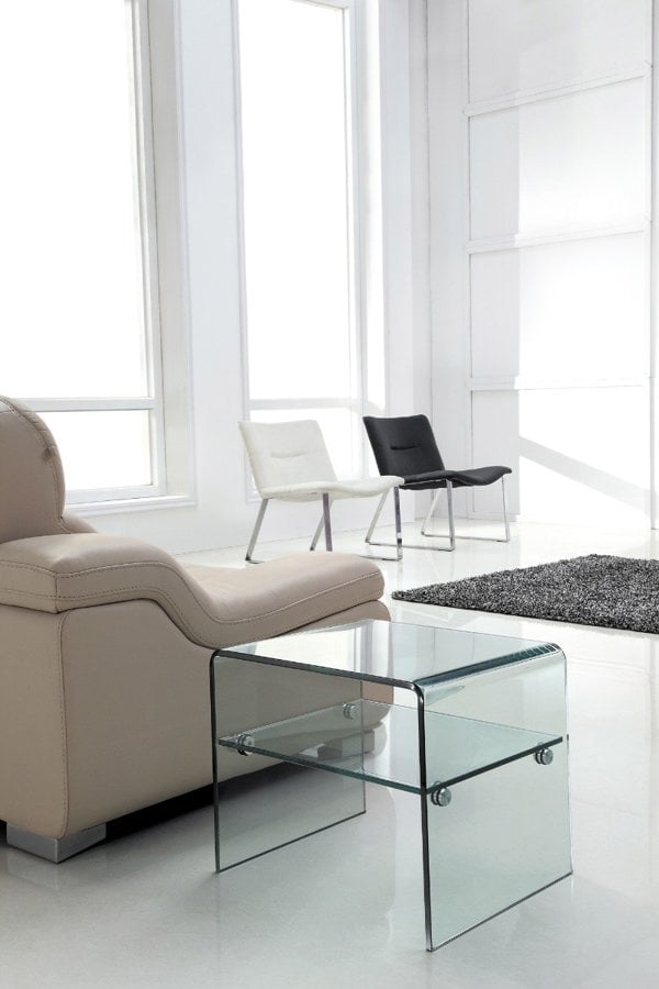 That's Furniture Luna Clear Glass Side Table for Living Room