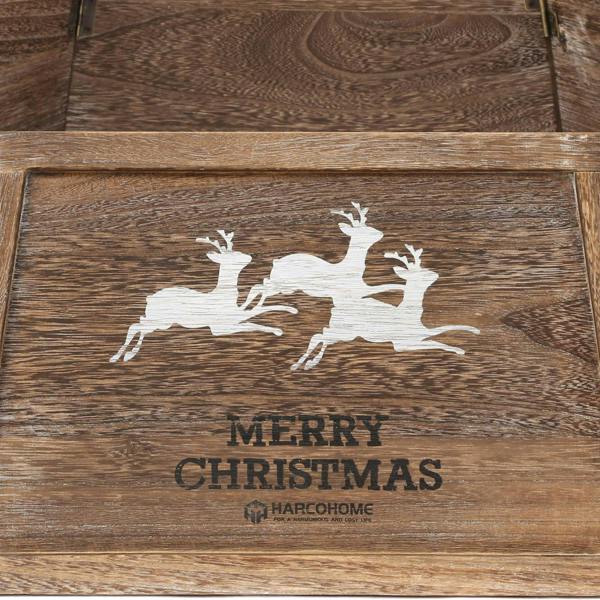 31.5 Inch Wooden Hexagon Christmas Tree Collar with Rustic Brown Finish image 1