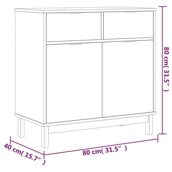 Berkfield Sideboard FLAM 80x40x80 cm Solid Wood Pine
