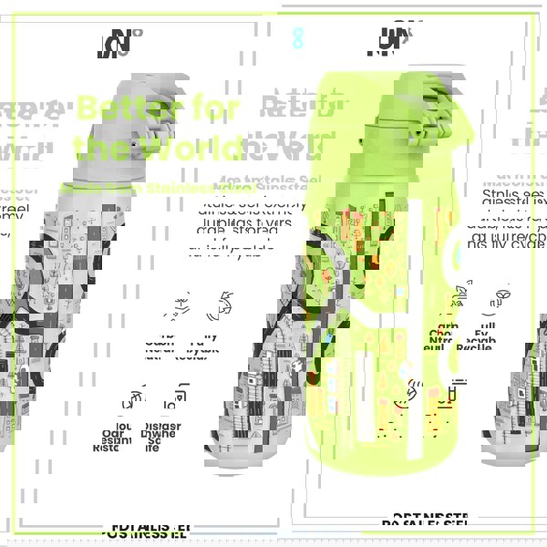 ION8 Leak Proof Water Bottle, Stainless Steel, Cars, 400ml (13oz)