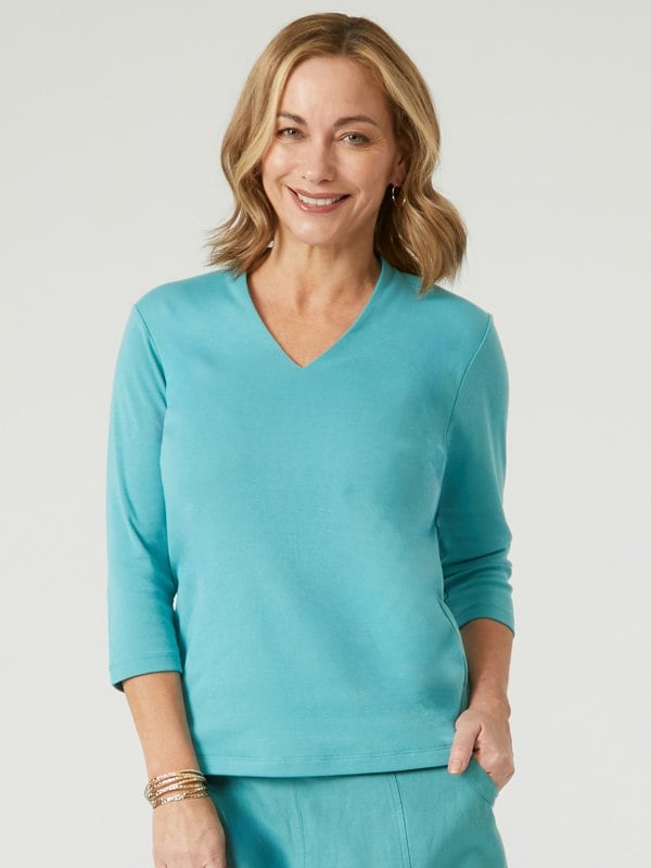 PennyPlain High Back V-neck Top - Sea Green