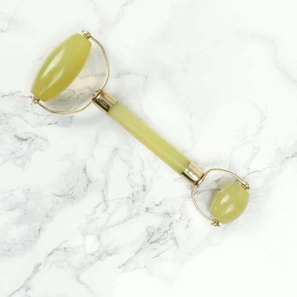 White Lotus Beauty Natural Chemical Free Jade Crystal Roller in a silk lined Box -