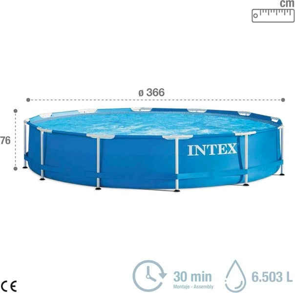 Intex 12ft x 30in Metal Frame Swimming Pool with Filter Pump UK Plug