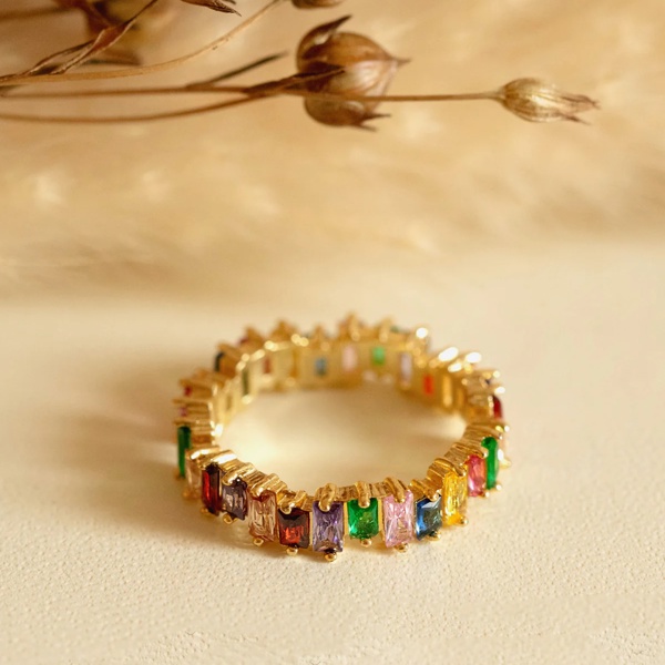 MUCHV Rainbow Baguette Ring