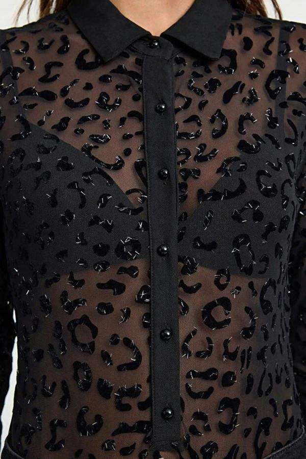 WOVCOR Tulle Knit Bodysuit