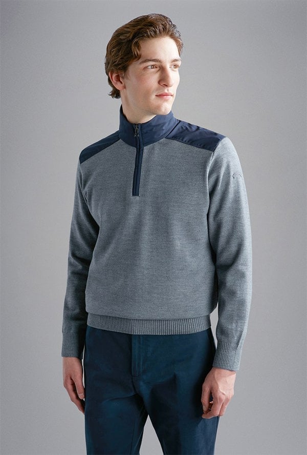 Paul & Shark Wool Sweater with Typhoon Insert - Grey / Navy