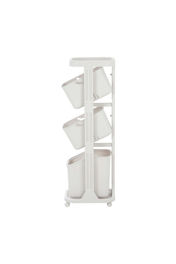 Living and Home 4-Tier Detachable Kitchen Fruit Vegetable Basket Storage Rack Laundry with Wheels Trolley Cart