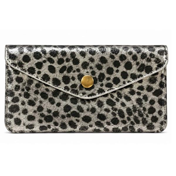 Love EMVY Genuine Leather Animal Print Purse - Light Pewter