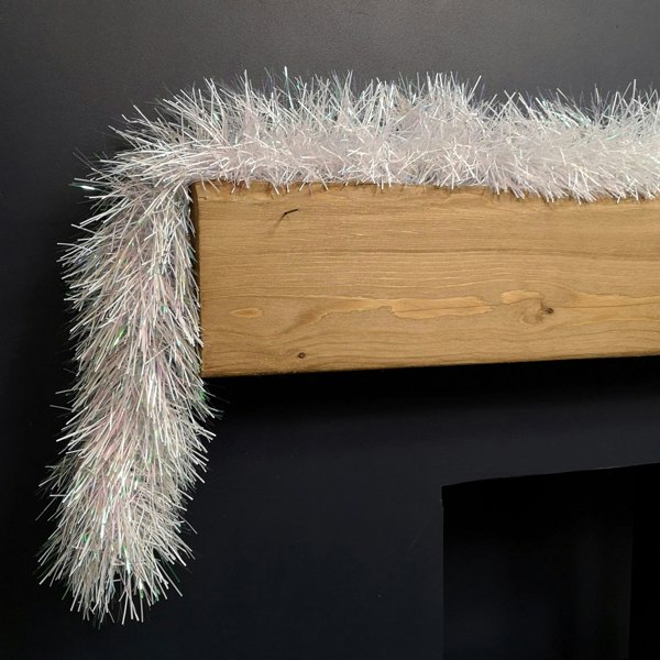 Samuel Alexander 2m x 10cm Festive Tinsel Garland Christmas Tree Decoration Iridescent White
