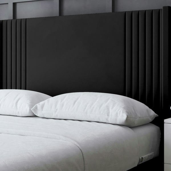 DS Living Elara Divan Bed with Winged Panel Headboard - Black - Double / 4ft6