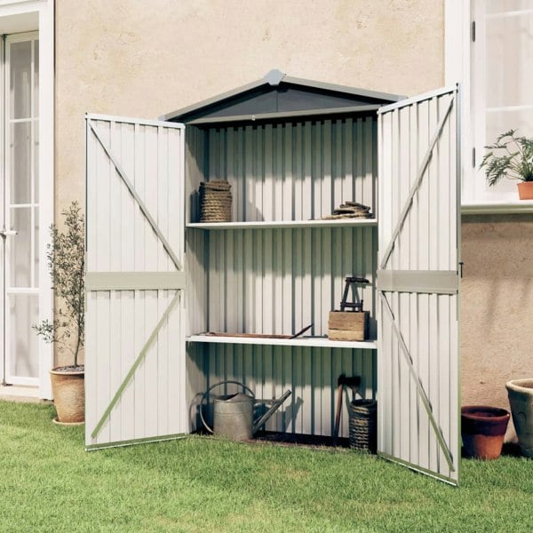 Berkfield Garden Shed Grey 116x45x175 cm Galvanised Steel