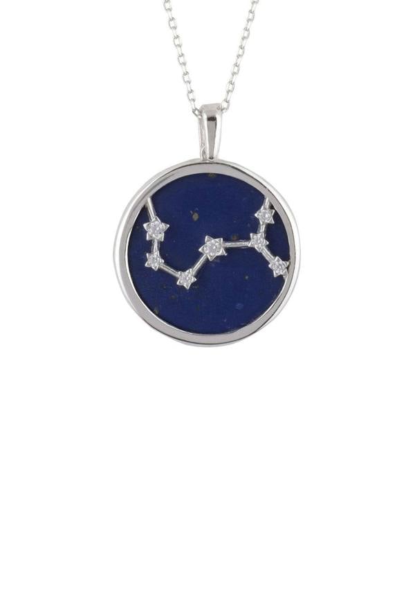 Zodiac Lapis Lazuli Gemstone Star Constellation Pendant Necklace Silver Scorpio - LATELITA Necklaces