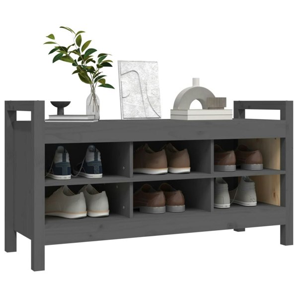 Berkfield Hall Bench Grey 110x40x60 cm Solid Wood Pine