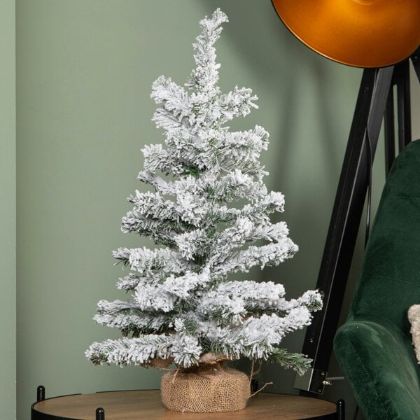 Samuel Alexander 60cm Mini Imperial Snow Flocked Christmas Tree in Burlap Base
