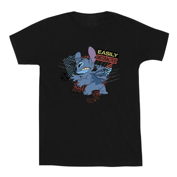 Disney Mens Lilo And Stitch Easily Distracted T-Shirt - Black
